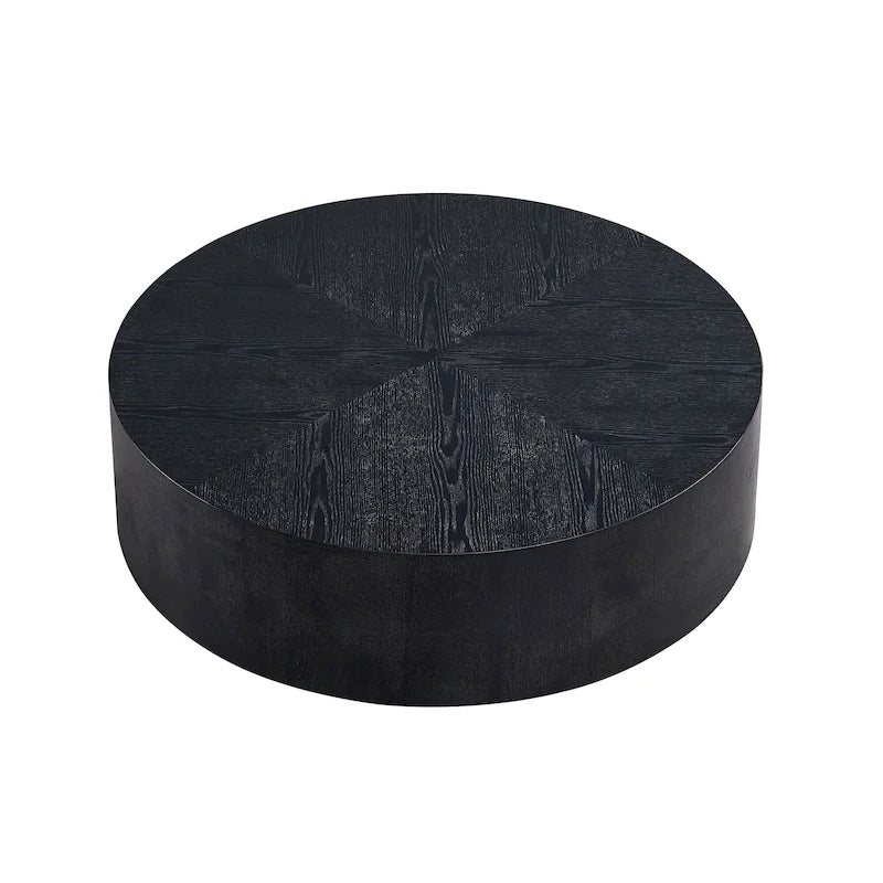 Table basse ronde moderne de 35,43 pouces en MDF pour salon, table centrale tambour pour appartement, aucun assemblage requis