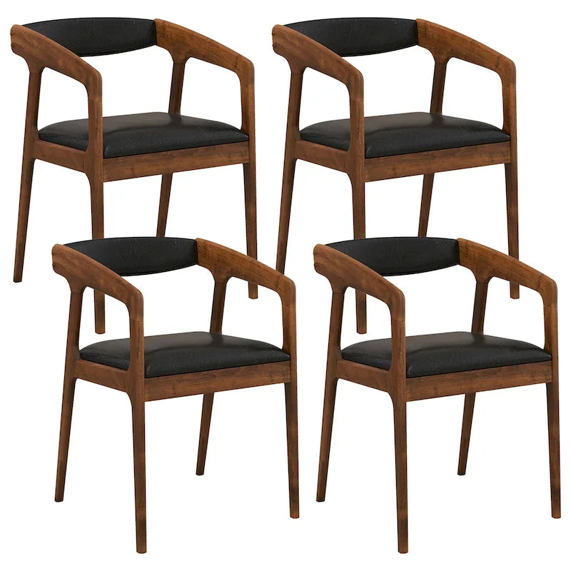 Lot de 4 fauteuils d'appoint en cuir PU capitonnés avec accoudoirs confortables