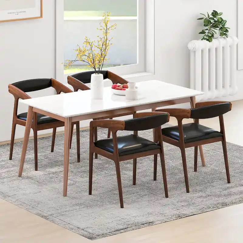 Lot de 4 fauteuils d'appoint en cuir PU capitonnés avec accoudoirs confortables