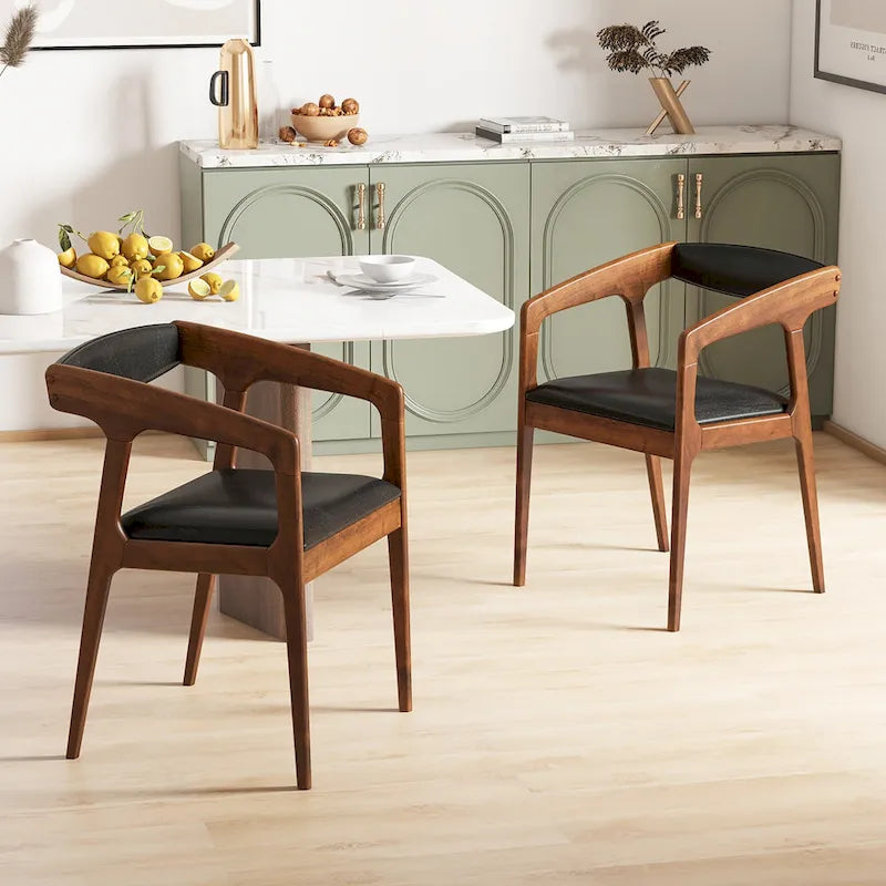 Lot de 4 fauteuils d'appoint en cuir PU capitonnés avec accoudoirs confortables