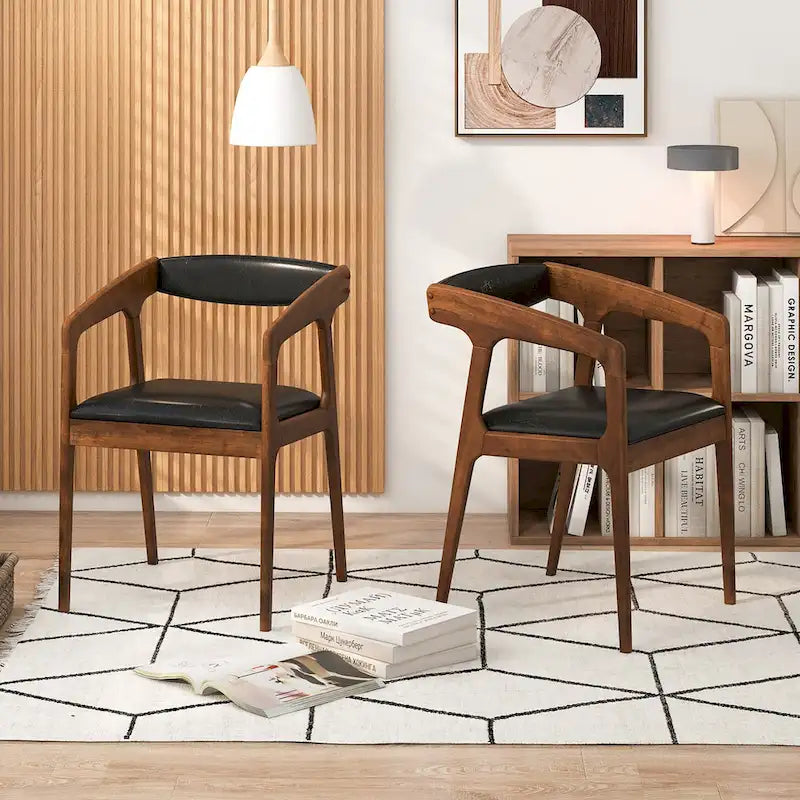 Lot de 4 fauteuils d'appoint en cuir PU capitonnés avec accoudoirs confortables