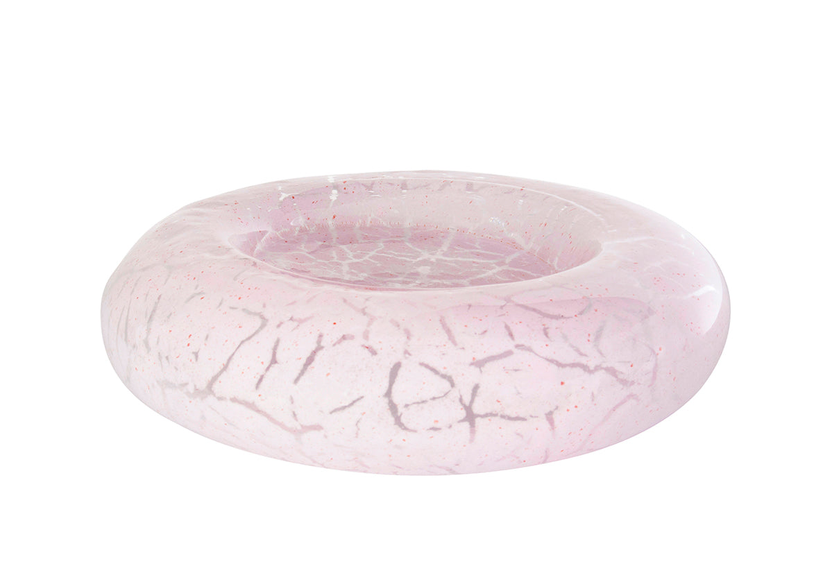 Vide-poche en verre rose soufflé à la main avec motif italien complexe pour entrée