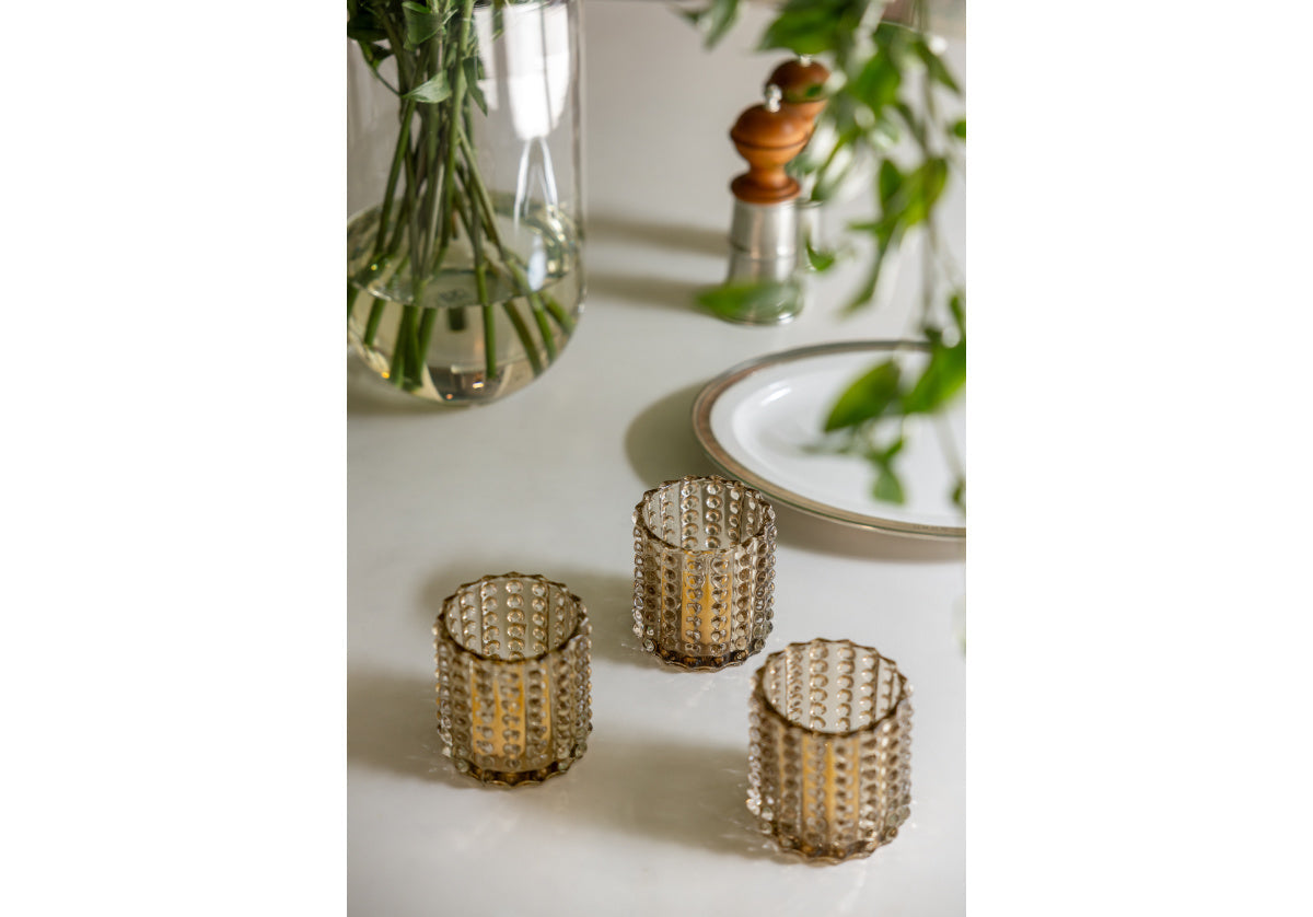 Vase en verre texturé ambré avec motif à bulles pour le salon