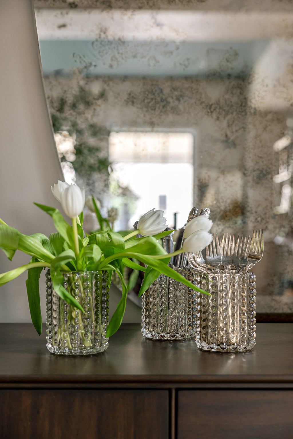 Vase à bulle en verre fumé texturé à picots pour le salon