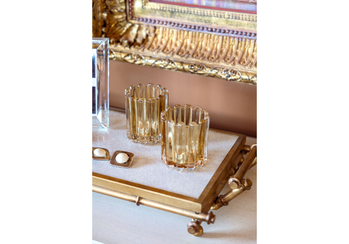 Photophore en verre cannelé texturé avec forme arrondie polyvalente pour n'importe quelle pièce