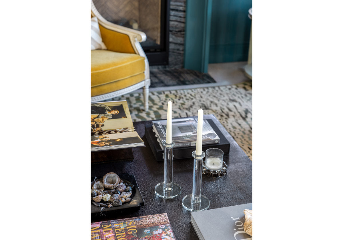 Ensemble de chandeliers élégants en cristal avec forme cylindrique pour cheminée et table à manger