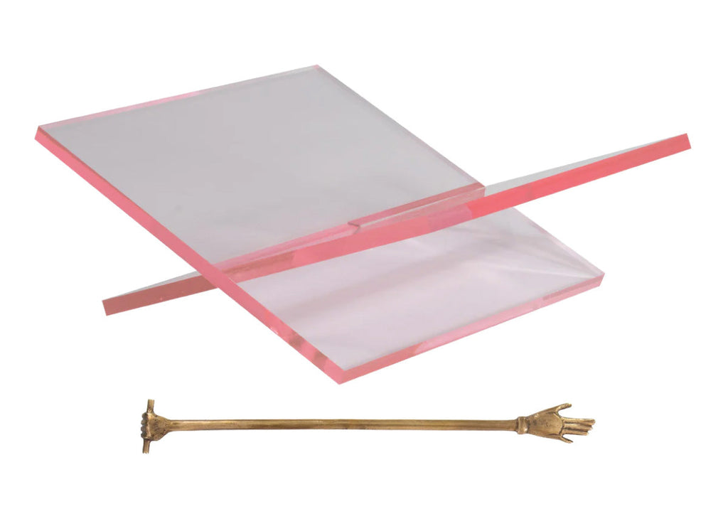Support à Livres Blush en Acrylique et Laiton avec Marque-page Fait Main pour Étagères