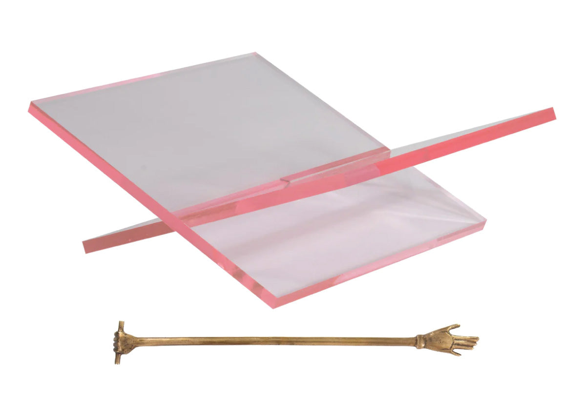 Support à Livres Blush en Acrylique et Laiton avec Marque-page Fait Main pour Étagères