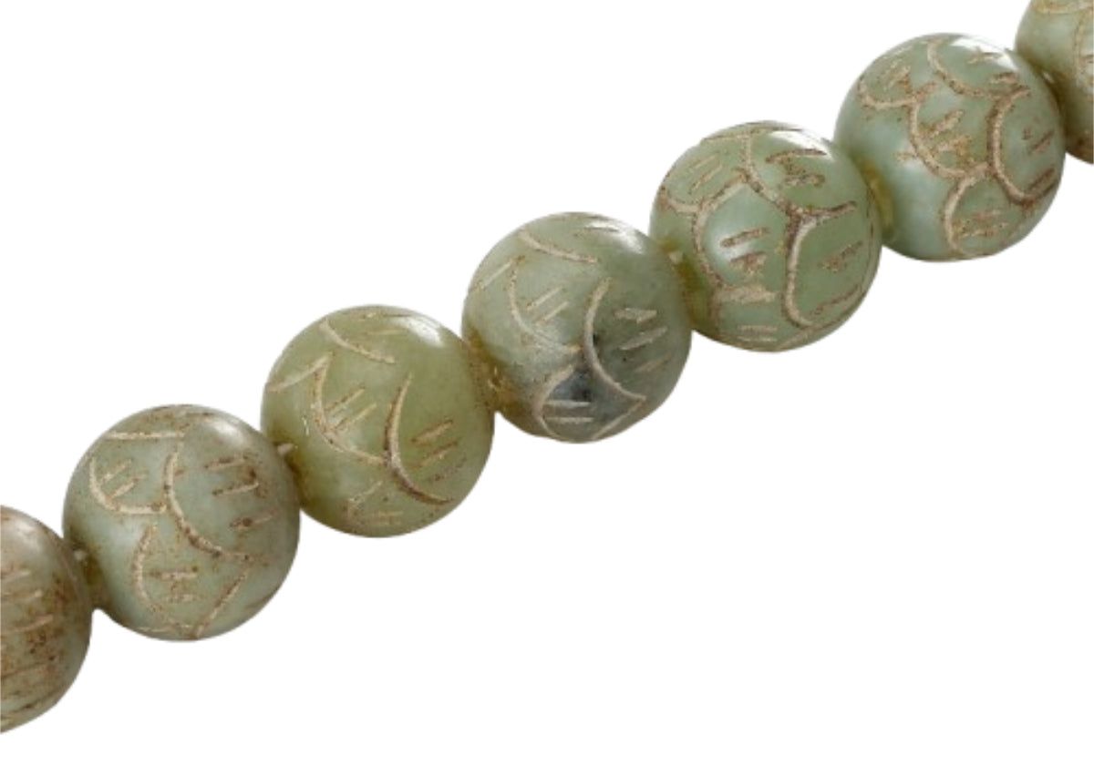 Pinceau de calligraphie en perles de jade et os avec manche sculpté pour étagères