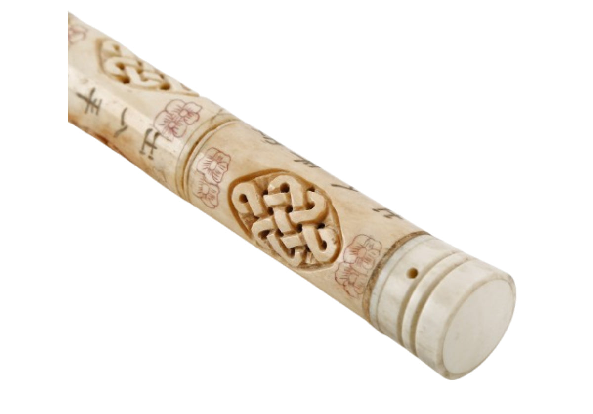 Pinceau de calligraphie en os naturel avec motif porte-bonheur sculpté à la main pour étagères