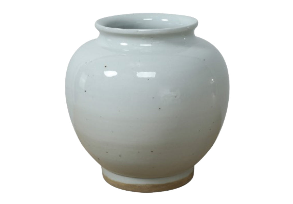 Vase Rond en Céramique Crémeuse Organique avec Base Non Glaçurée pour Toute Pièce