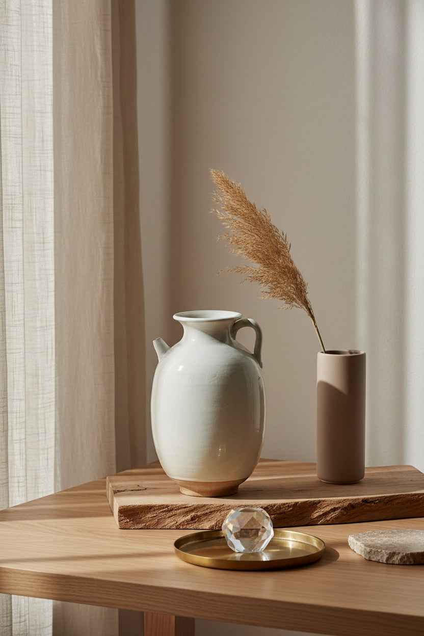Pichet artisanal en céramique blanc cassé au charme vintage fait main pour toutes les pièces