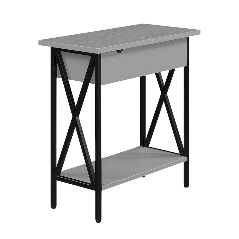 Table d'appoint relevable Convenience Concepts avec station de charge et étagère