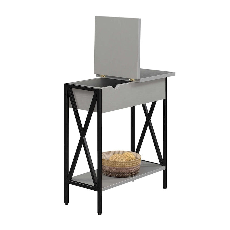 Table d'appoint relevable Convenience Concepts avec station de charge et étagère