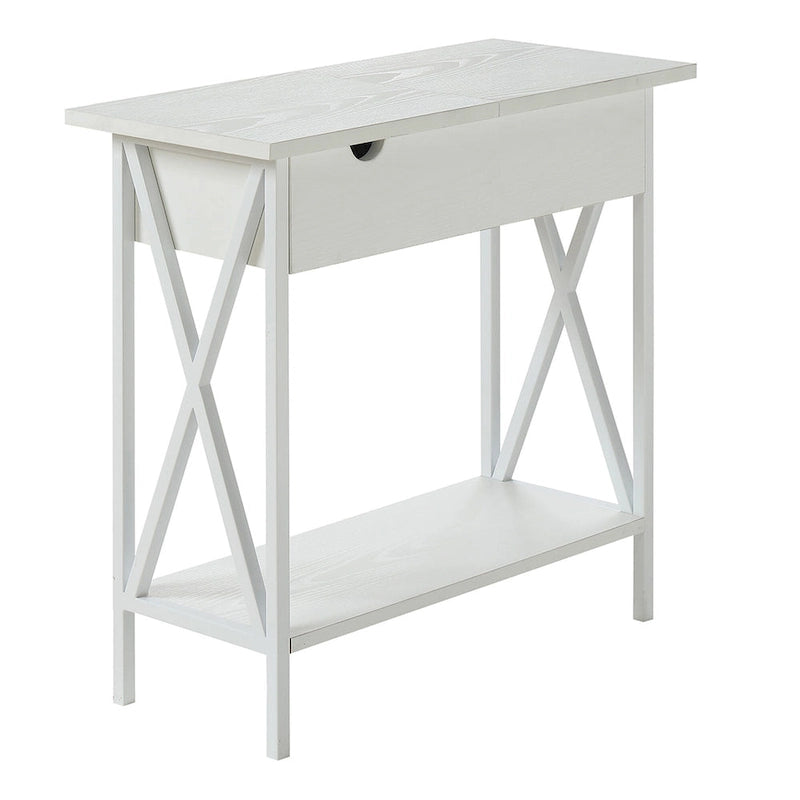 Table d'appoint relevable Convenience Concepts avec station de charge et étagère