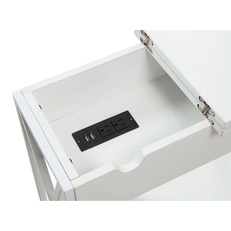 Table d'appoint relevable Convenience Concepts avec station de charge et étagère