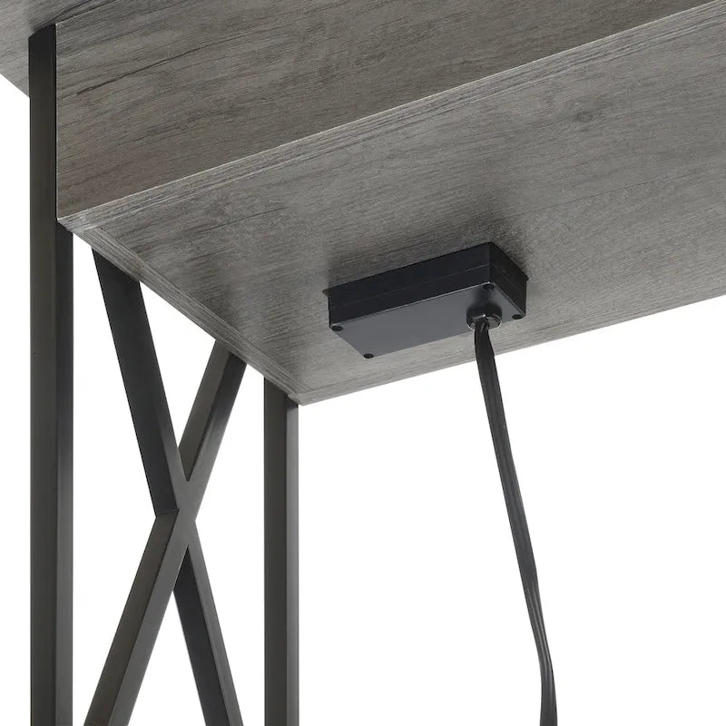 Table d'appoint relevable Convenience Concepts avec station de charge et étagère