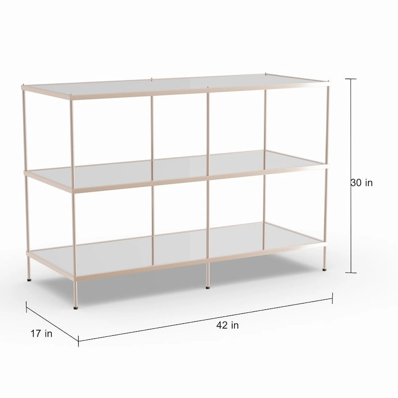 Console en métal moderne avec plateau et étagères en verre