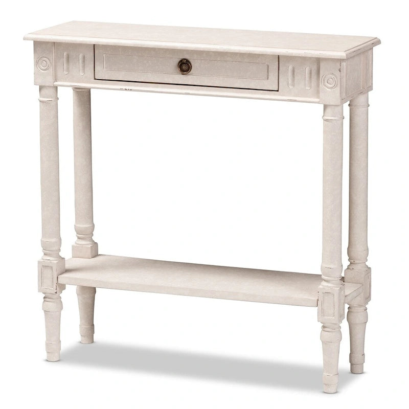 Table console 1 tiroir Farmhouse Whitewashed by