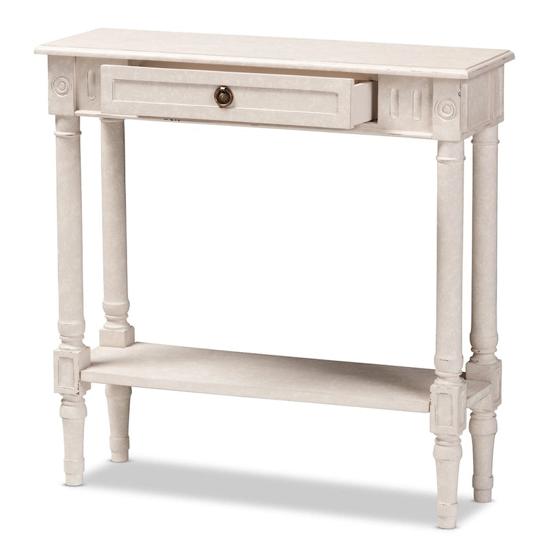 Table console 1 tiroir Farmhouse Whitewashed by