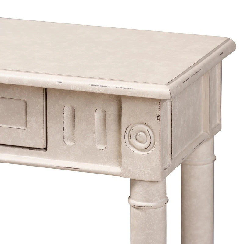 Table console 1 tiroir Farmhouse Whitewashed by