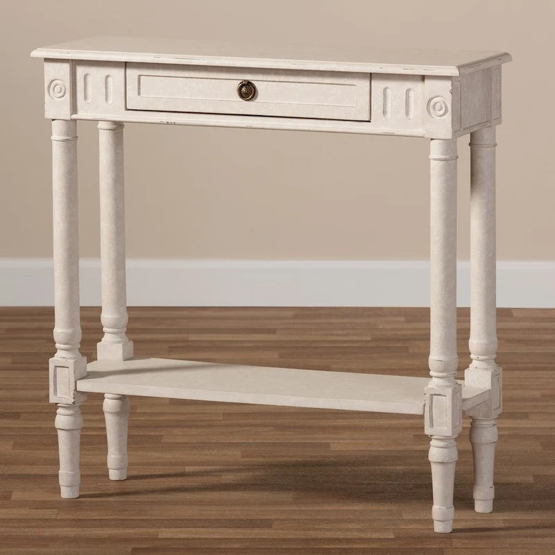 Table console 1 tiroir Farmhouse Whitewashed by