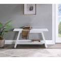 Banc en bois massif avec étagère, blanc
