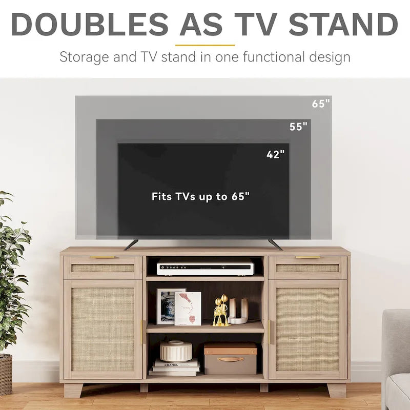 Meuble TV en rotin 58 po