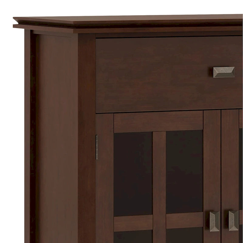 Grand bahut buffet transitionnel en bois massif de 60 po de large à 4 portes - 17p x 60l x 34h