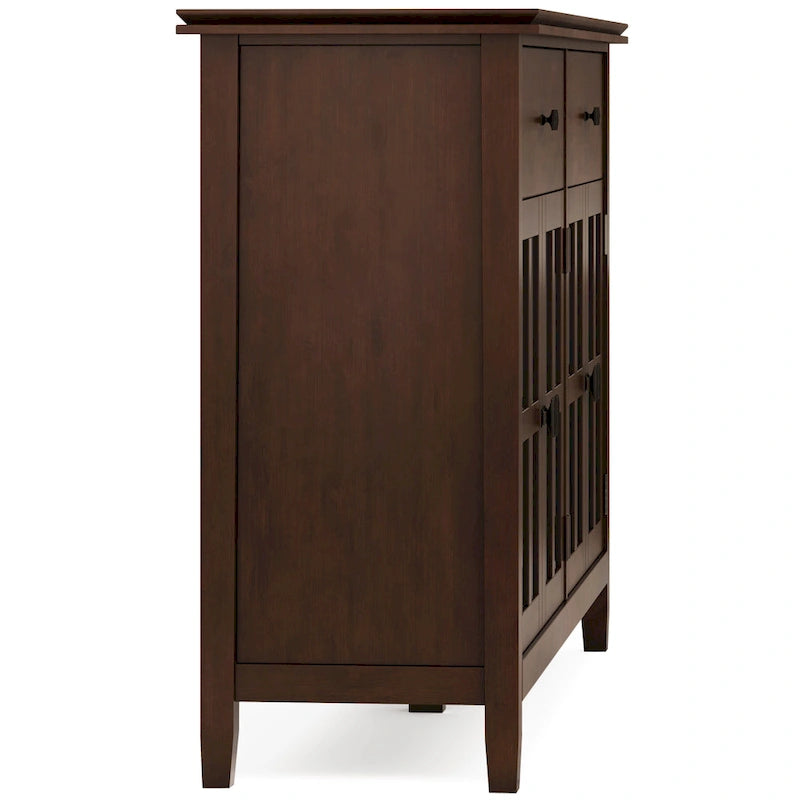 Grand bahut buffet transitionnel en bois massif de 60 po de large à 4 portes - 17p x 60l x 34h