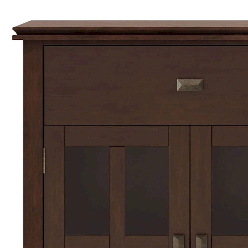 Grand bahut buffet transitionnel en bois massif de 60 po de large à 4 portes - 17p x 60l x 34h