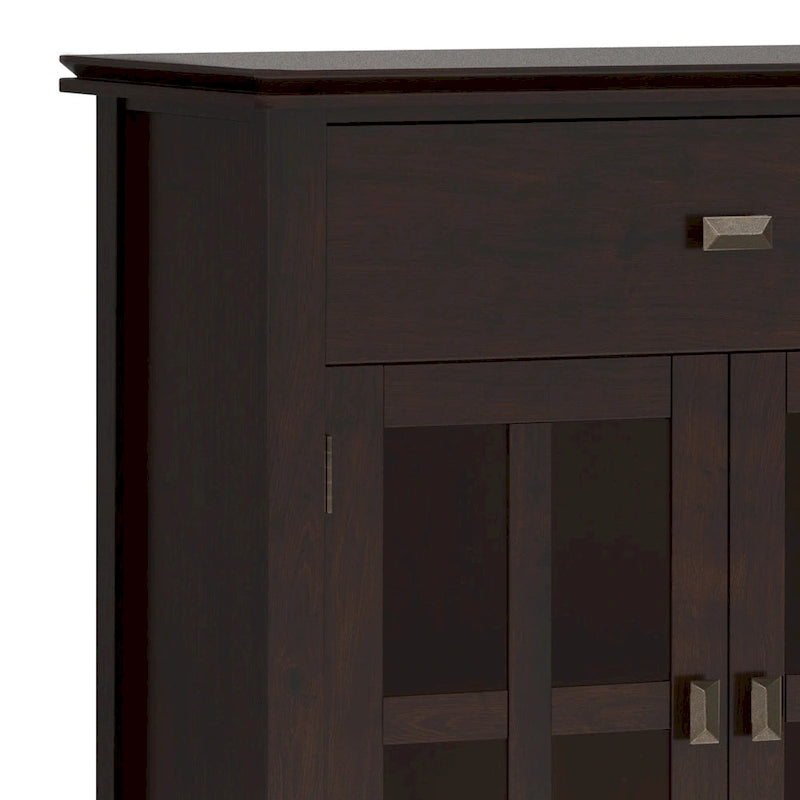 Grand bahut buffet transitionnel en bois massif de 60 po de large à 4 portes - 17p x 60l x 34h