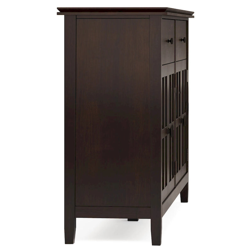 Grand bahut buffet transitionnel en bois massif de 60 po de large à 4 portes - 17p x 60l x 34h