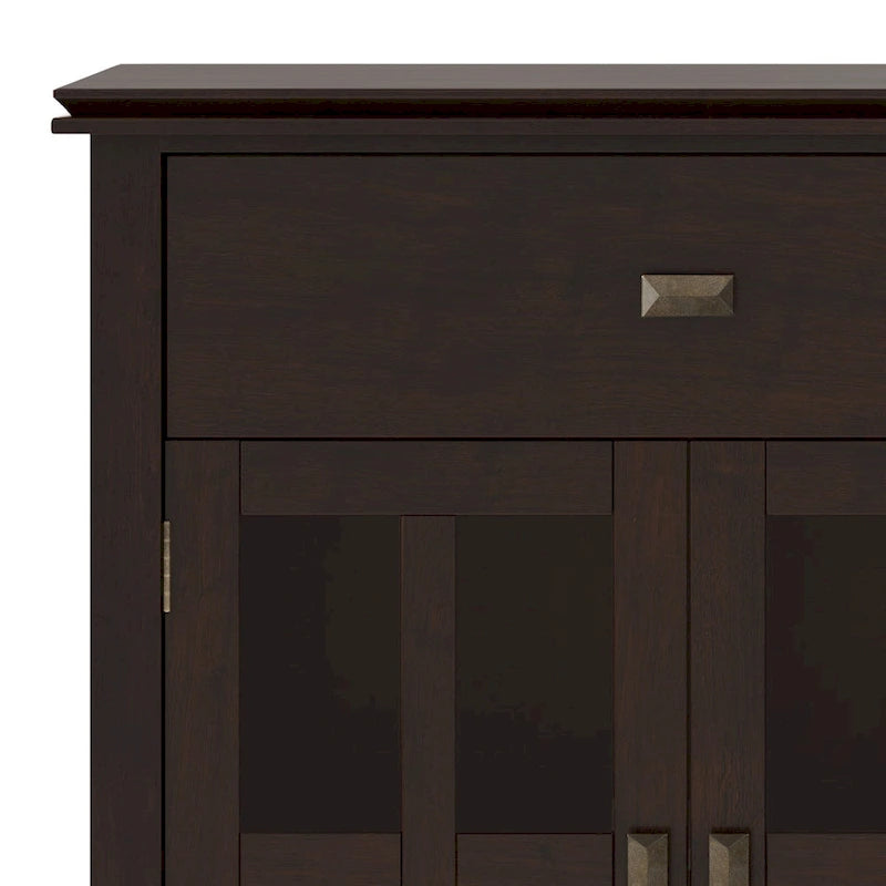 Grand bahut buffet transitionnel en bois massif de 60 po de large à 4 portes - 17p x 60l x 34h
