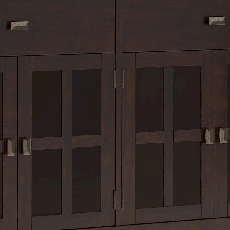 Grand bahut buffet transitionnel en bois massif de 60 po de large à 4 portes - 17p x 60l x 34h