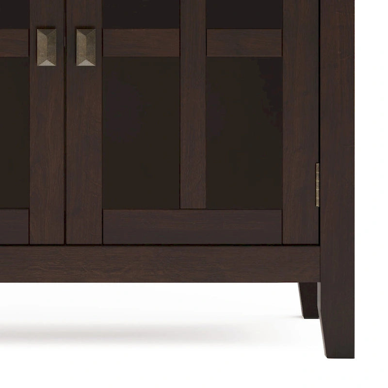 Grand bahut buffet transitionnel en bois massif de 60 po de large à 4 portes - 17p x 60l x 34h