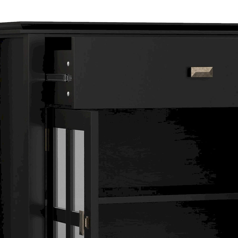 Grand bahut buffet transitionnel en bois massif de 60 po de large à 4 portes - 17p x 60l x 34h