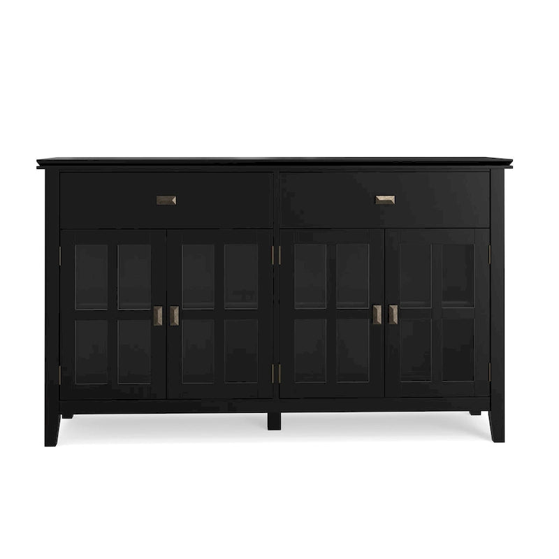 Grand bahut buffet transitionnel en bois massif de 60 po de large à 4 portes - 17p x 60l x 34h
