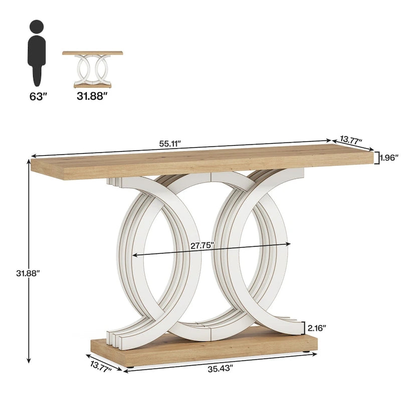Table console de ferme, table d'entrée de 55 pouces pour couloir ou hall