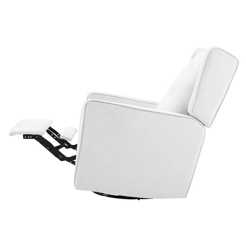Fauteuil inclinable, pivotant et berçant en bois massif avec revêtement en microfibre, pour salon, chambre à coucher