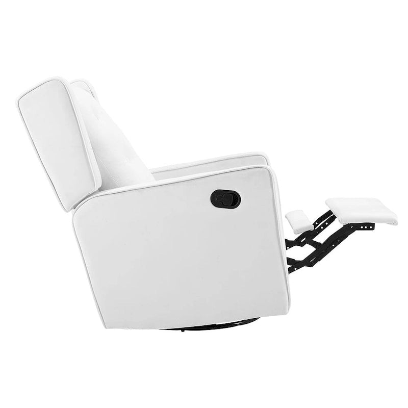 Fauteuil inclinable, pivotant et berçant en bois massif avec revêtement en microfibre, pour salon, chambre à coucher