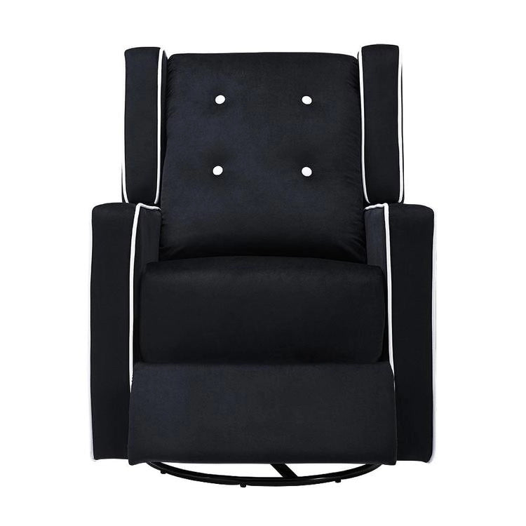 Fauteuil inclinable, pivotant et berçant en bois massif avec revêtement en microfibre, pour salon, chambre à coucher