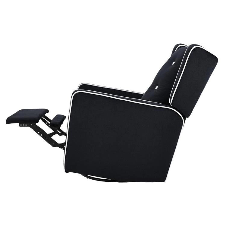 Fauteuil inclinable, pivotant et berçant en bois massif avec revêtement en microfibre, pour salon, chambre à coucher