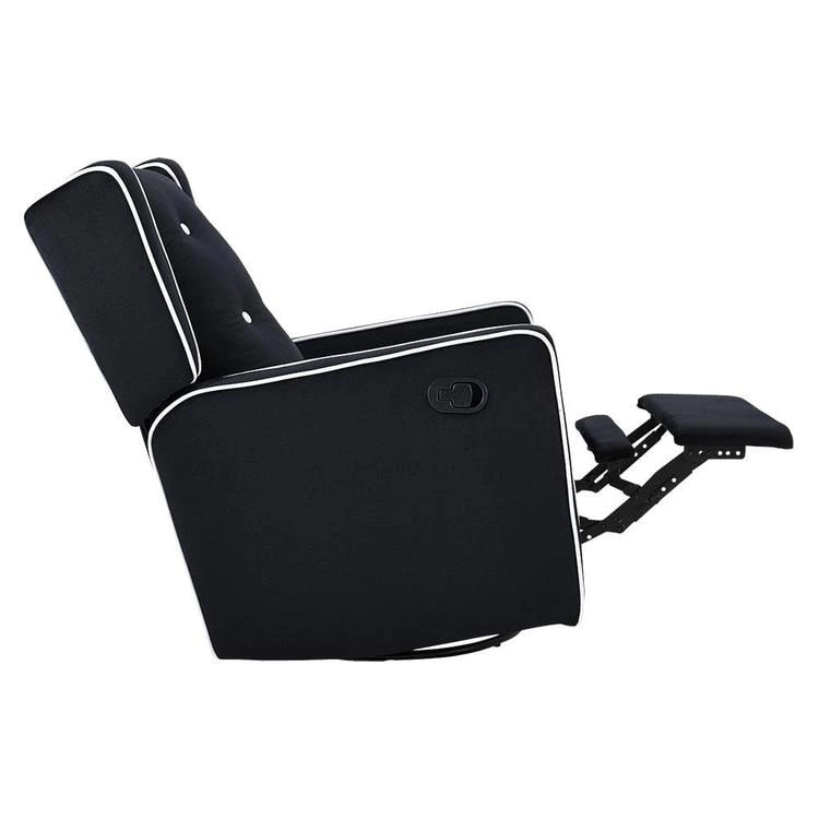 Fauteuil inclinable, pivotant et berçant en bois massif avec revêtement en microfibre, pour salon, chambre à coucher