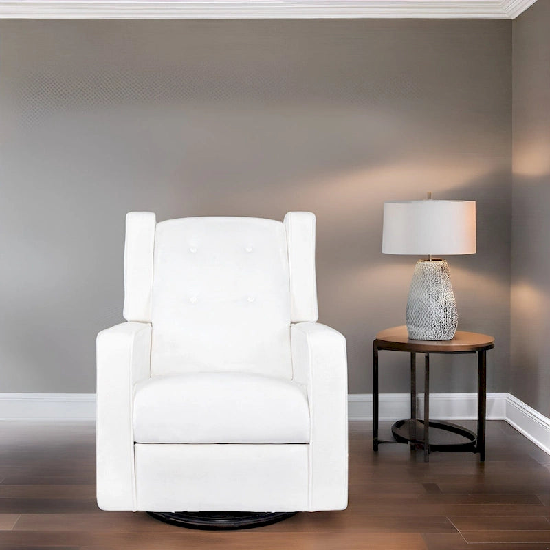 Fauteuil inclinable, pivotant et berçant en bois massif avec revêtement en microfibre, pour salon, chambre à coucher