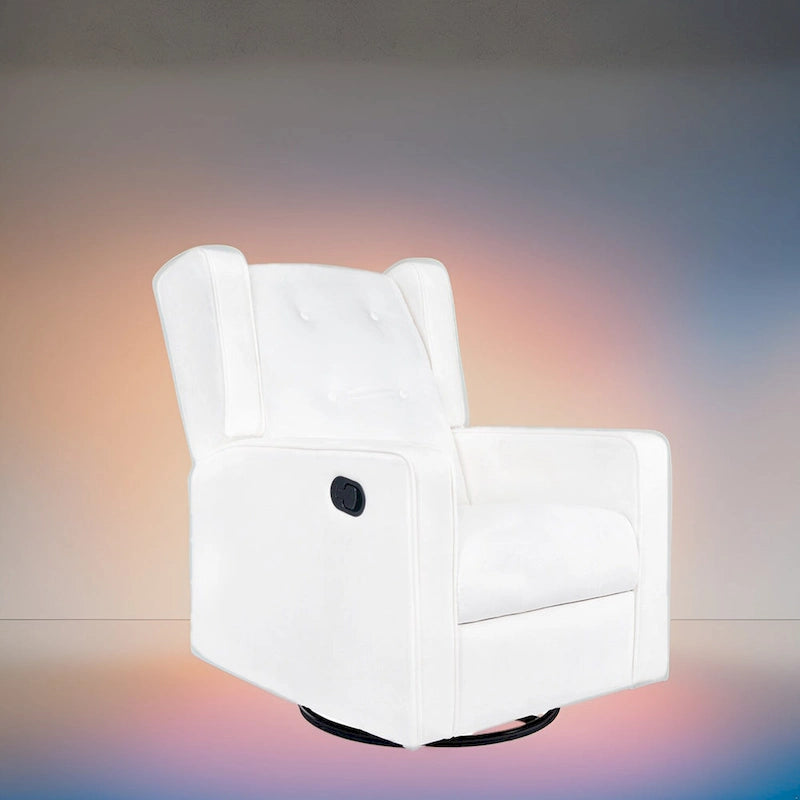 Fauteuil inclinable, pivotant et berçant en bois massif avec revêtement en microfibre, pour salon, chambre à coucher