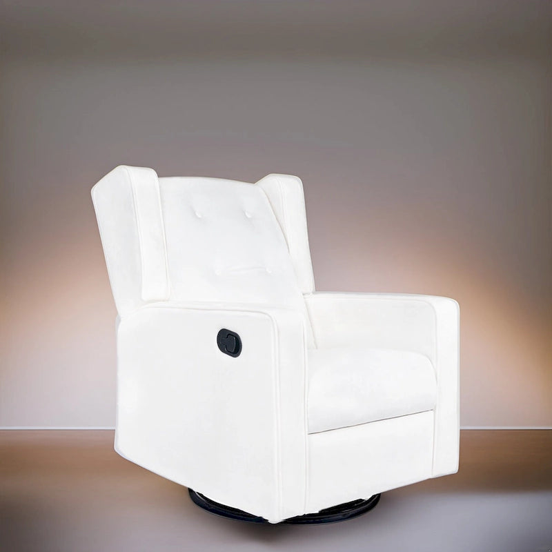 Fauteuil inclinable, pivotant et berçant en bois massif avec revêtement en microfibre, pour salon, chambre à coucher