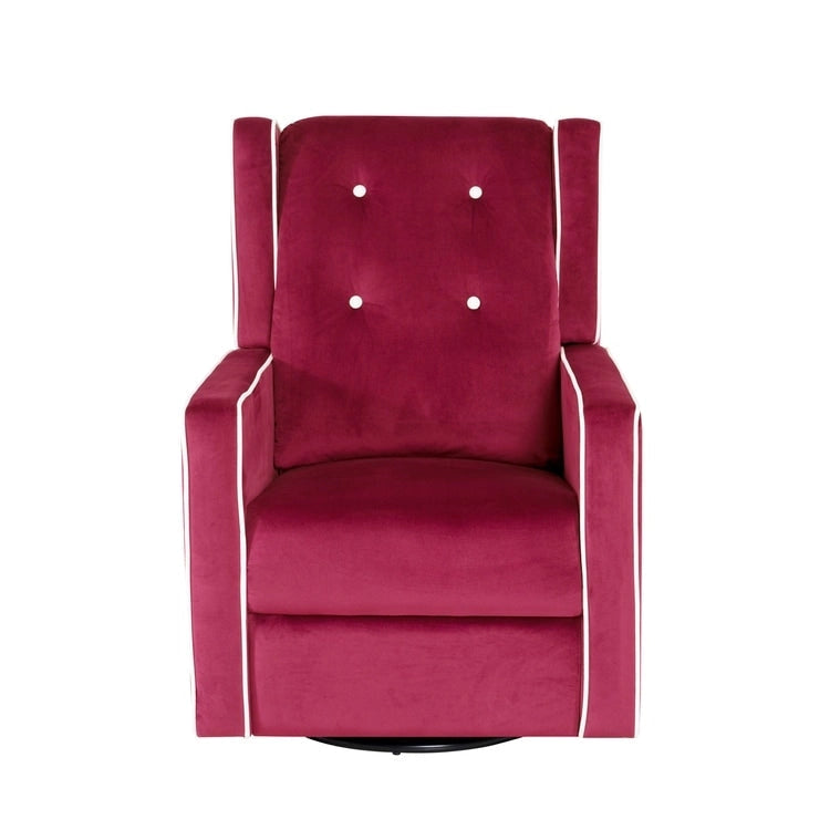 Fauteuil inclinable, pivotant et berçant en bois massif avec revêtement en microfibre, pour salon, chambre à coucher