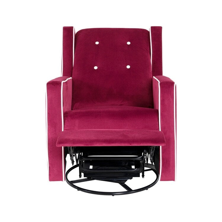 Fauteuil inclinable, pivotant et berçant en bois massif avec revêtement en microfibre, pour salon, chambre à coucher