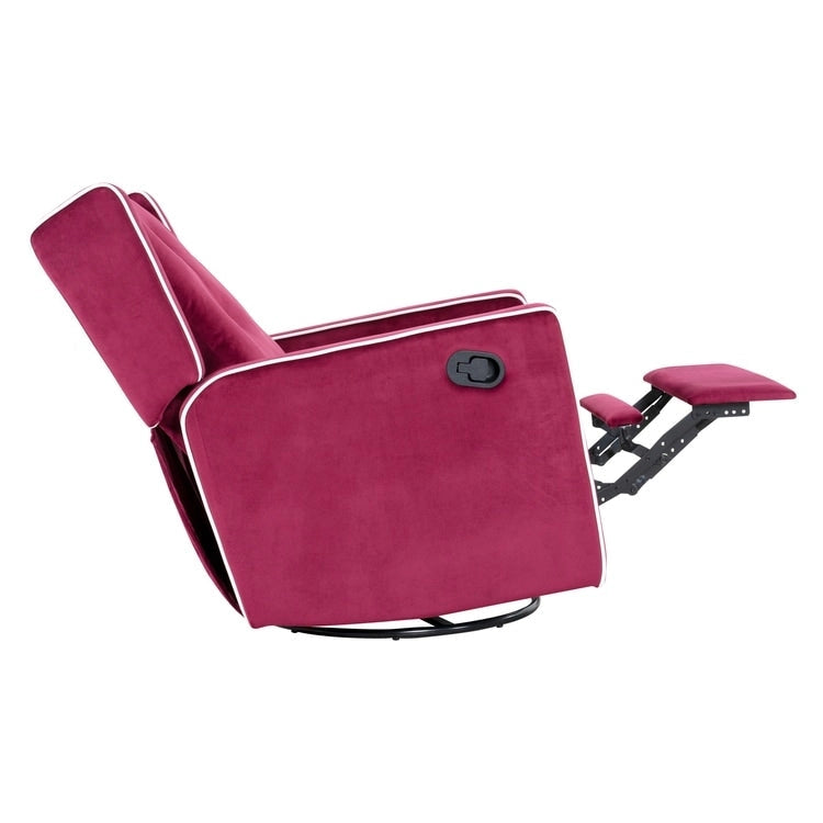 Fauteuil inclinable, pivotant et berçant en bois massif avec revêtement en microfibre, pour salon, chambre à coucher